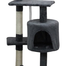 JASPER Arbre a chat gris 40 x 40 x 114 cm -3 plateformes, 1 niche, pot