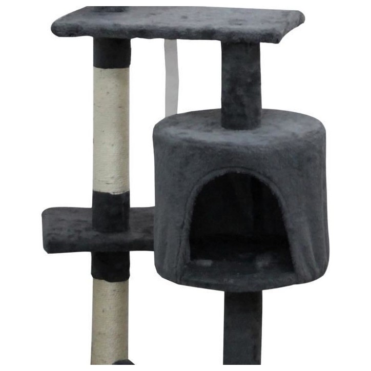 JASPER Arbre a chat gris 40 x 40 x 114 cm -3 plateformes, 1 niche, poteaux a griffer