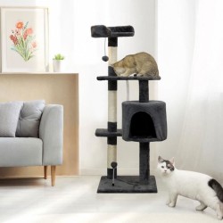 JASPER Arbre a chat gris 40 x 40 x 114 cm -3 plateformes, 1 niche, pot