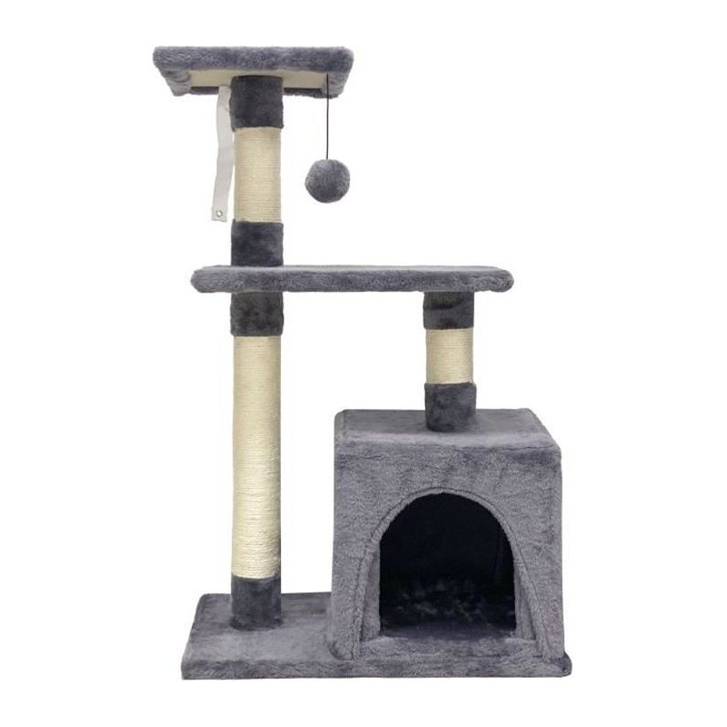 POPPY Arbre a chat gris 50 x 30 x 80 cm - 2 plateformes, 1 niche, pote POPPY Arbre a chat gris 50 x 30 x 80 cm - 2 plateformes, 1 niche, pote