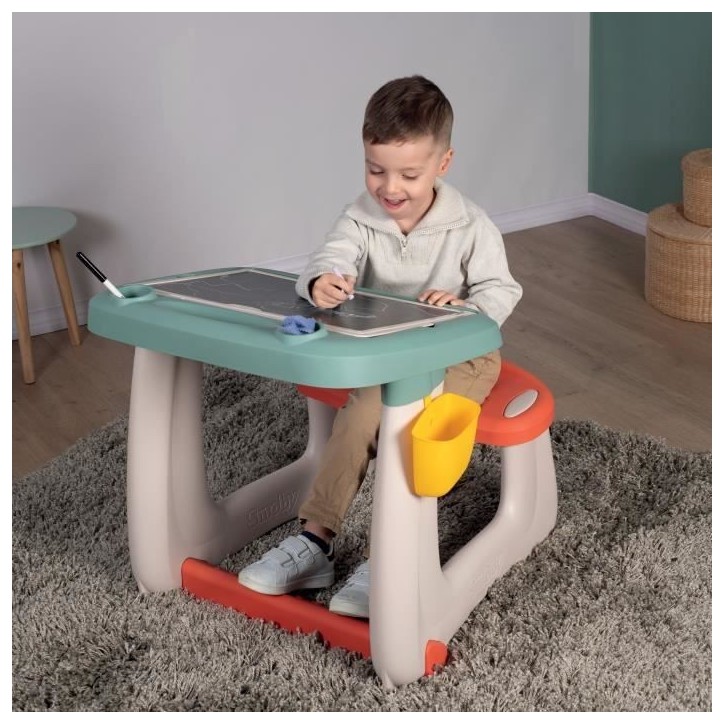 Bureau Petit Ecolier - Smoby - 80 Accessoires Inclus - Vert - 63 X 69 X 58 - Des 3 ans