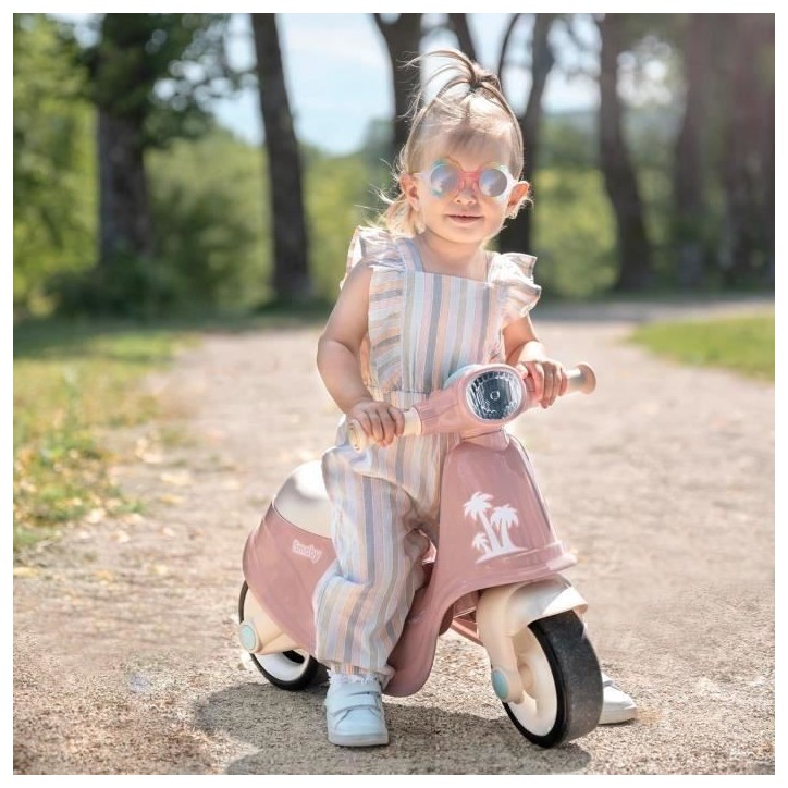 Smoby - Porteur scooter Rose - Coffre a Jouets - Roues silencieuses Dés 2ans