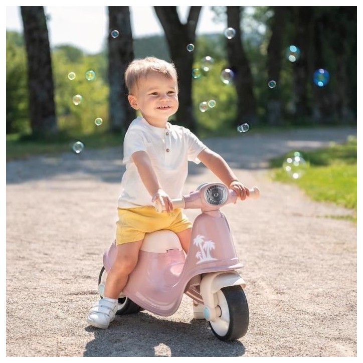 Smoby - Porteur scooter Rose - Coffre a Jouets - Roues silencieuses Dés 2ans