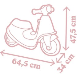 Smoby - Porteur scooter Rose - Coffre a Jouets - Roues silencieuses D