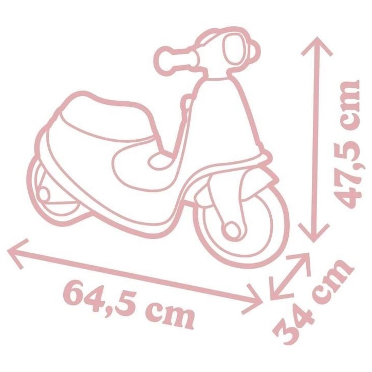 Smoby - Porteur scooter Rose - Coffre a Jouets - Roues silencieuses Dés 2ans