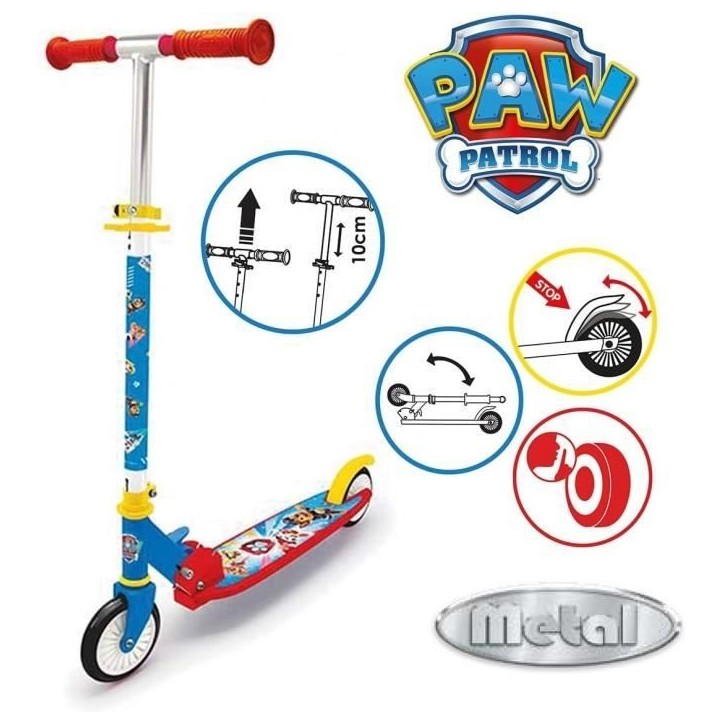 Smoby - Pat' Patrouille Patinette 2 roues - Pliable - Trottinette avec roues silencieuses