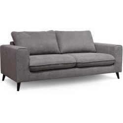 Canapé convertible - 3 places - SOAN - Tissu gris - 202 x 98 x 88 cm