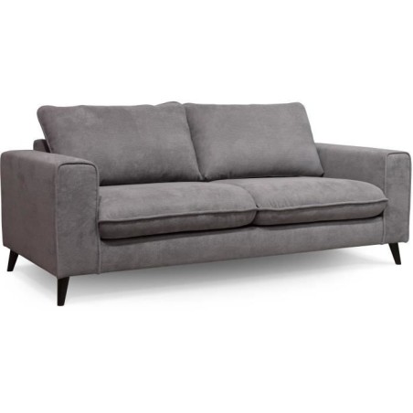 Canapé convertible - 3 places - SOAN - Tissu gris - 202 x 98 x 88 cm