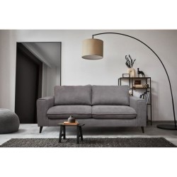Canapé convertible - 3 places - SOAN - Tissu gris - 202 x 98 x 88 cm