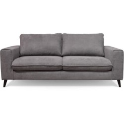 Canapé convertible - 3 places - SOAN - Tissu gris - 202 x 98 x 88 cm