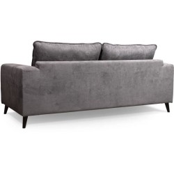 Canapé convertible - 3 places - SOAN - Tissu gris - 202 x 98 x 88 cm