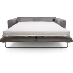 Canapé convertible - 3 places - SOAN - Tissu gris - 202 x 98 x 88 cm