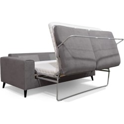 Canapé convertible - 3 places - SOAN - Tissu gris - 202 x 98 x 88 cm