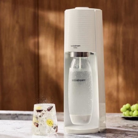 Machine a soda et eau pétillante SODASTREAM - TERRA Blanche - 2 bouteilles compatible lave-vaisselle - 1 recharge de gaz 60L