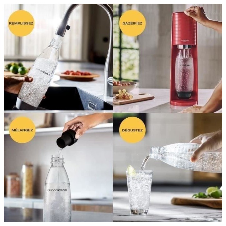 Machine a soda et eau pétillante SODASTREAM - TERRA Rouge - 1 bouteille compatible lave-vaisselle - 1 recharge de gaz 60L Machine a soda et eau pétillante SODASTREAM - TERRA Rouge - 1 bouteille compatible lave-vaisselle - 1 recharge de gaz 60L