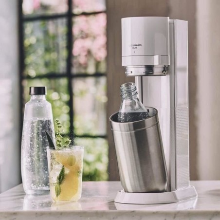 Machine a soda et eau pétillante SODASTREAM - DUO Blanche - 2 carafes en verre - 2 bouteilles - 1 recharge de gaz 60L