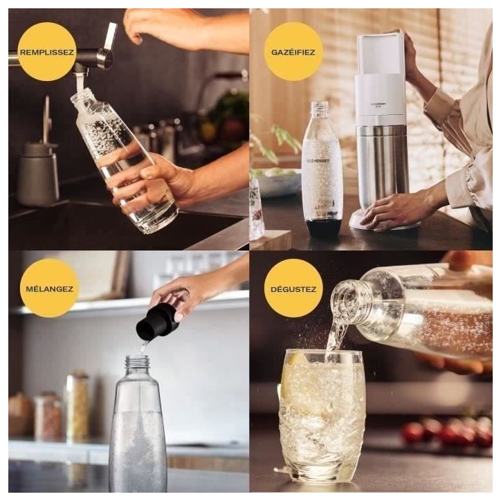 Machine a soda et eau pétillante SODASTREAM - DUO Blanche - 2 carafes en verre - 2 bouteilles - 1 recharge de gaz 60L Machine a soda et eau pétillante SODASTREAM - DUO Blanche - 2 carafes en verre - 2 bouteilles - 1 recharge de gaz 60L
