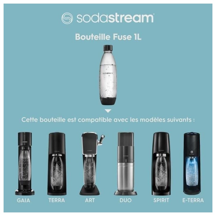 Bouteille SODASTREAM - FUSE Métal - Capacité 1L - Compatible lave-vaisselle Bouteille SODASTREAM - FUSE Métal - Capacité 1L - Compatible lave-vaisselle