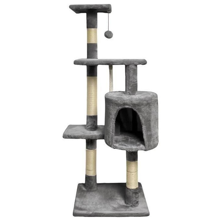PALOMA Arbre a chat gris foncé 40 x 40 x 114cm - 3 plateformes, 1 corde, 1 niche , poteaux a griffer PALOMA Arbre a chat gris foncé 40 x 40 x 114cm - 3 plateformes, 1 corde, 1 niche , poteaux a griffer