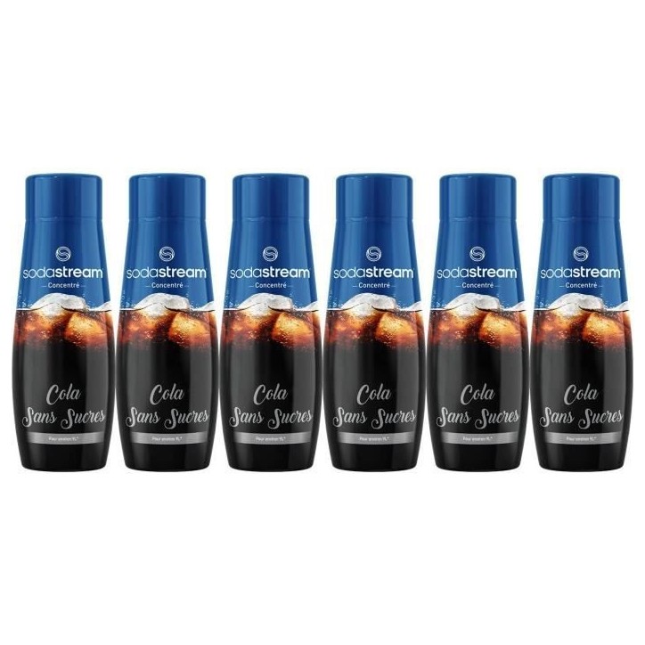 Concentrés SODASTREAM - Lot de 6 concentrés Cola sans sucres - Jusqu'a 54L de boissons - 440ml