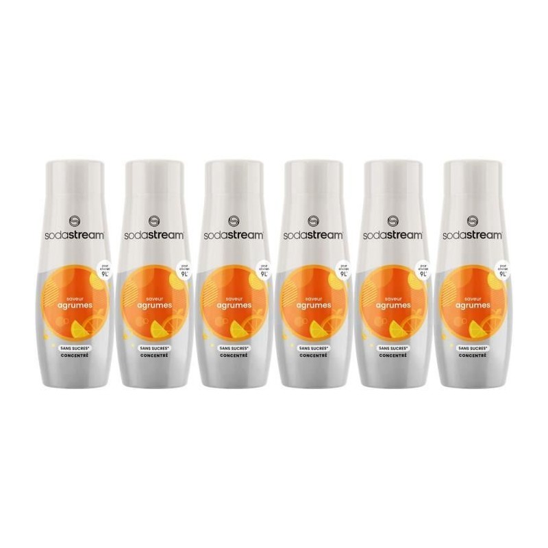 Concentrés SODASTREAM - Lot de 6 concentrés Agrumes sans sucres - Ju Concentrés SODASTREAM - Lot de 6 concentrés Agrumes sans sucres - Ju