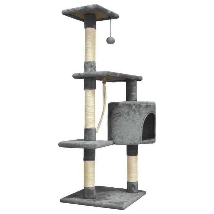 PALOMA Arbre a chat gris foncé 40 x 40 x 114cm - 3 plateformes, 1 corde, 1 niche , poteaux a griffer PALOMA Arbre a chat gris foncé 40 x 40 x 114cm - 3 plateformes, 1 corde, 1 niche , poteaux a griffer