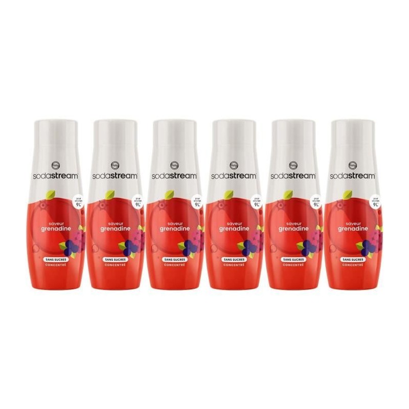 Concentrés SODASTREAM - Lot de 6 concentrés Grenadine sans sucres - Concentrés SODASTREAM - Lot de 6 concentrés Grenadine sans sucres -