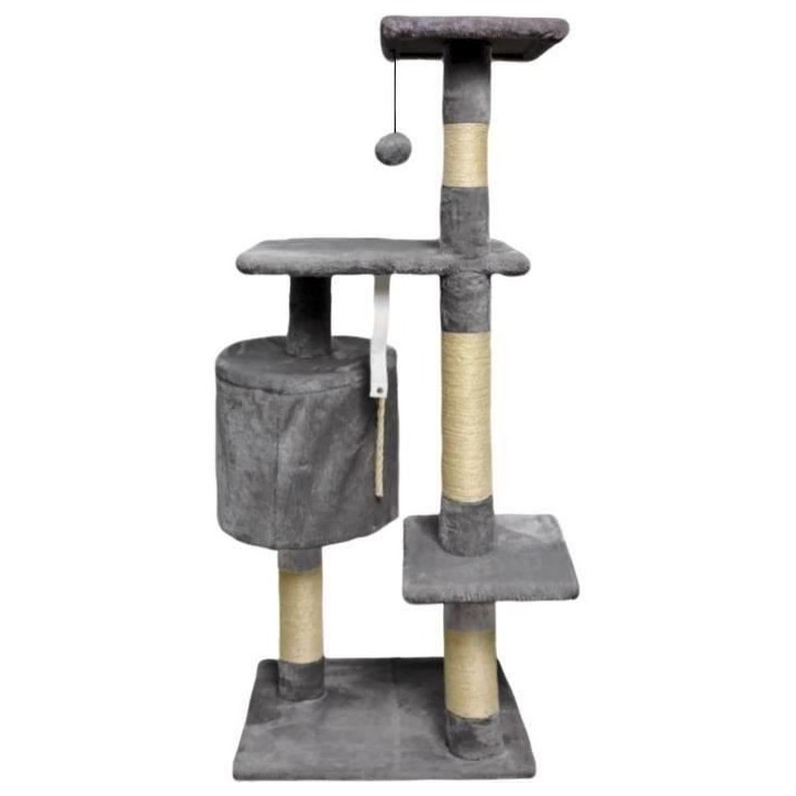 PALOMA Arbre a chat gris foncé 40 x 40 x 114cm - 3 plateformes, 1 corde, 1 niche , poteaux a griffer PALOMA Arbre a chat gris foncé 40 x 40 x 114cm - 3 plateformes, 1 corde, 1 niche , poteaux a griffer
