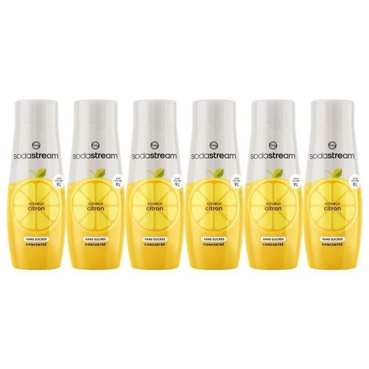Concentrés SODASTREAM - Lot de 6 concentrés Citron sans sucres - Jusqu'a 54L de boissons - 440 ml Concentrés SODASTREAM - Lot de 6 concentrés Citron sans sucres - Jusqu'a 54L de boissons - 440 ml