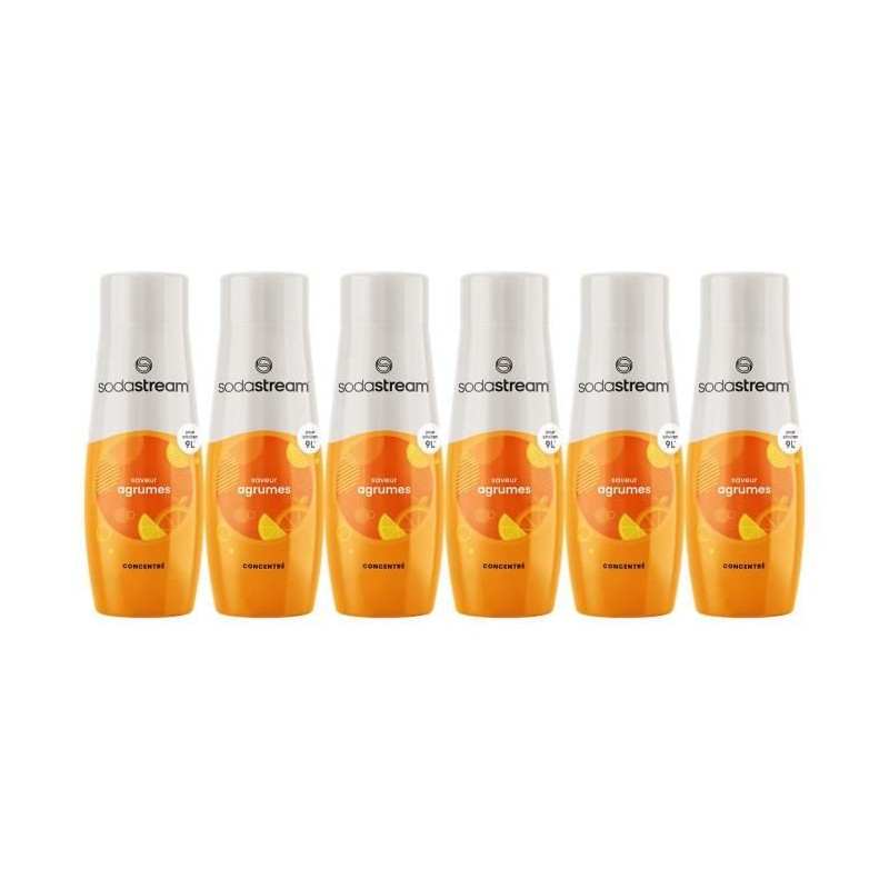 Concentrés SODASTREAM - Lot de 6 concentrés Agrumes - Jusqu'a 54L de Concentrés SODASTREAM - Lot de 6 concentrés Agrumes - Jusqu'a 54L de