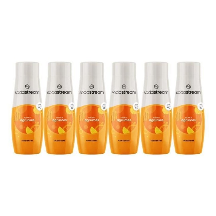 Concentrés SODASTREAM - Lot de 6 concentrés Agrumes - Jusqu'a 54L de boissons - 440ml Concentrés SODASTREAM - Lot de 6 concentrés Agrumes - Jusqu'a 54L de boissons - 440ml