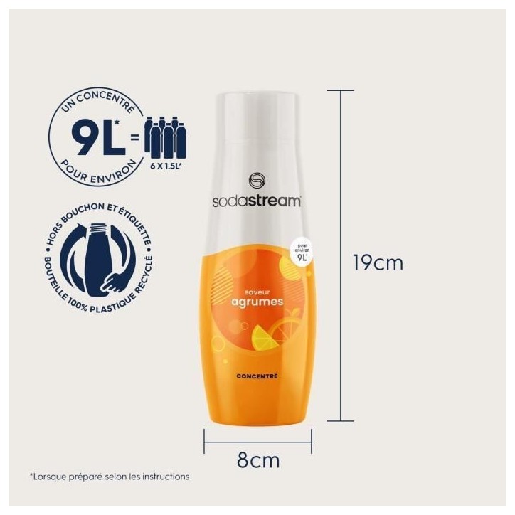 Concentrés SODASTREAM - Lot de 6 concentrés Agrumes - Jusqu'a 54L de boissons - 440ml Concentrés SODASTREAM - Lot de 6 concentrés Agrumes - Jusqu'a 54L de boissons - 440ml