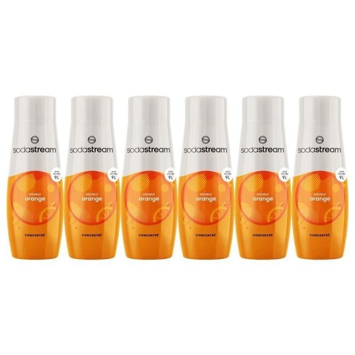 Concentrés SODASTREAM - Lot de 6 concentrés Orange - Jusqu'a 54L de boissons - 440 ml Concentrés SODASTREAM - Lot de 6 concentrés Orange - Jusqu'a 54L de boissons - 440 ml