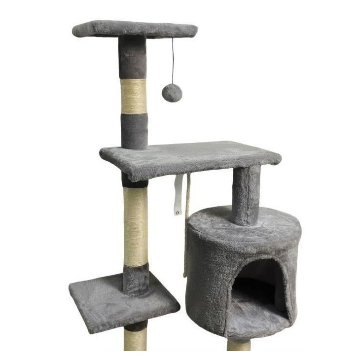 PALOMA Arbre a chat gris foncé 40 x 40 x 114cm - 3 plateformes, 1 corde, 1 niche , poteaux a griffer PALOMA Arbre a chat gris foncé 40 x 40 x 114cm - 3 plateformes, 1 corde, 1 niche , poteaux a griffer