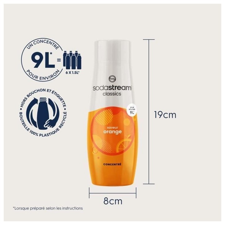 Concentrés SODASTREAM - Lot de 6 concentrés Orange - Jusqu'a 54L de boissons - 440 ml Concentrés SODASTREAM - Lot de 6 concentrés Orange - Jusqu'a 54L de boissons - 440 ml