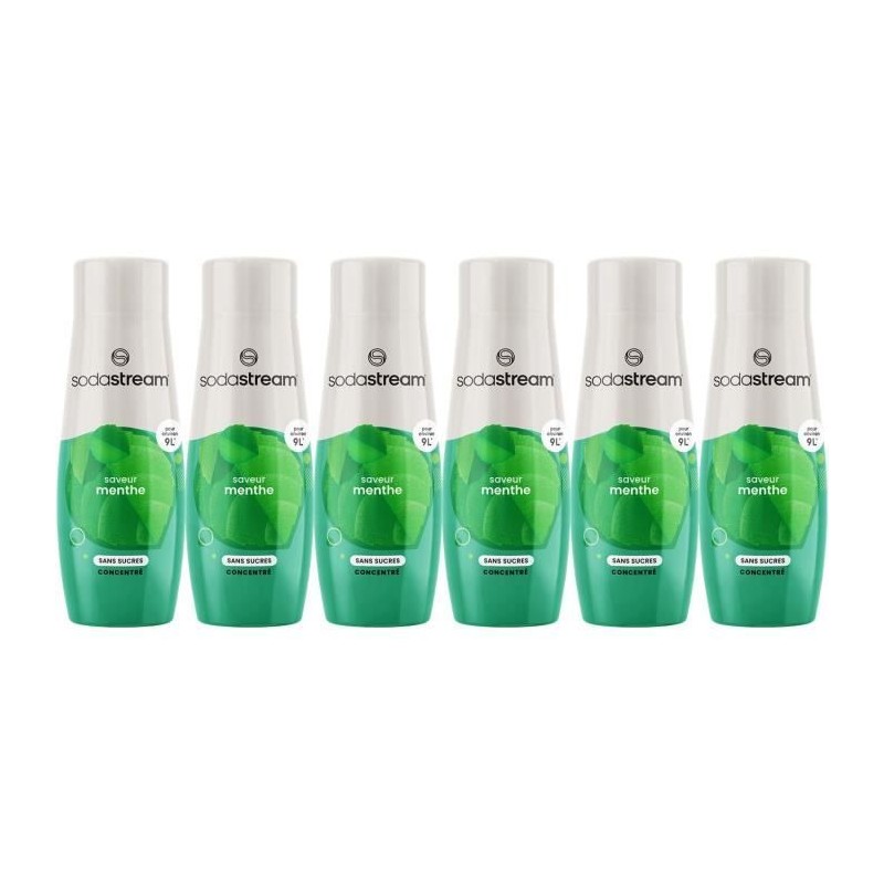 Concentrés SODASTREAM - Lot de 6 concentrés Menthe sans sucres - Jus Concentrés SODASTREAM - Lot de 6 concentrés Menthe sans sucres - Jus