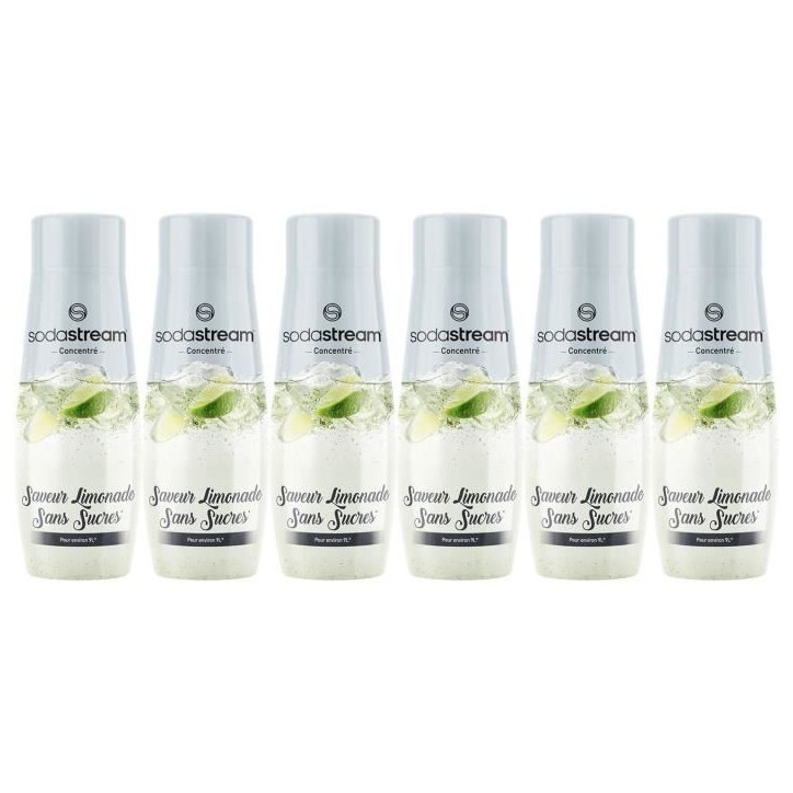 Concentrés SODASTREAM - Lot de 6 concentrés Limonade sans sucres - Jusqu'a 54L de boissons - 440 ml Concentrés SODASTREAM - Lot de 6 concentrés Limonade sans sucres - Jusqu'a 54L de boissons - 440 ml