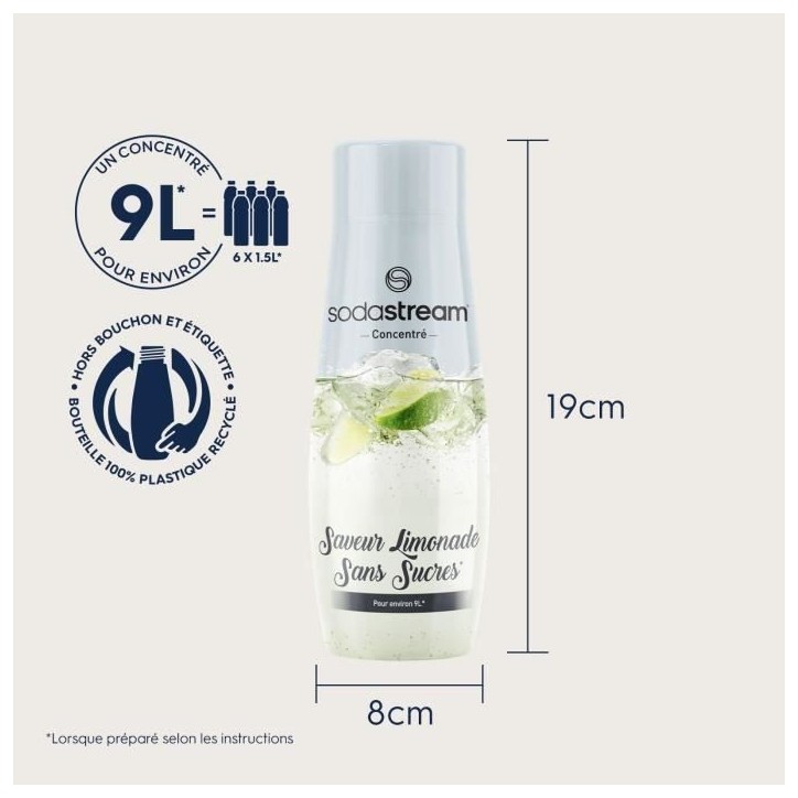 Concentrés SODASTREAM - Lot de 6 concentrés Limonade sans sucres - Jusqu'a 54L de boissons - 440 ml Concentrés SODASTREAM - Lot de 6 concentrés Limonade sans sucres - Jusqu'a 54L de boissons - 440 ml