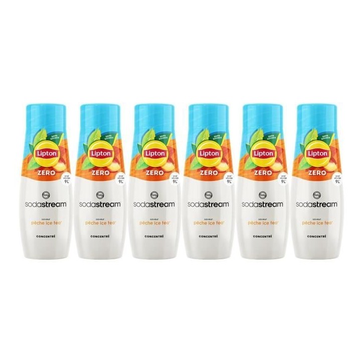 Concentrés SODASTREAM - Lot de 6 concentrés Lipton Ice Tea Zéro sucres - Jusqu'a 54L de boissons - 440ml Concentrés SODASTREAM - Lot de 6 concentrés Lipton Ice Tea Zéro sucres - Jusqu'a 54L de boissons - 440ml