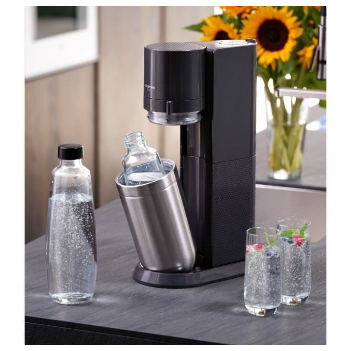 Machine a soda et eau pétillante SODASTREAM - DUO Noire - 2 carafes en verre - 1 recharge de gaz 60L Machine a soda et eau pétillante SODASTREAM - DUO Noire - 2 carafes en verre - 1 recharge de gaz 60L