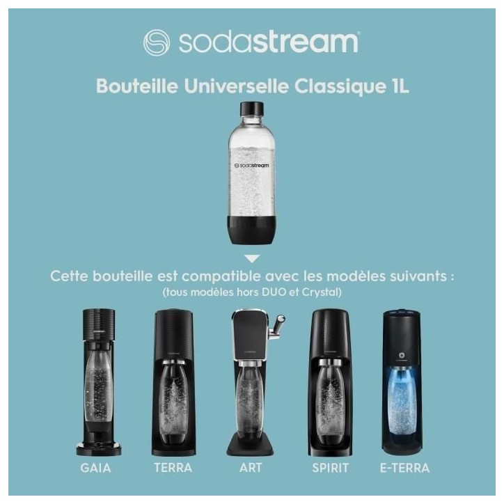 Bouteille SODASTREAM - Capacité 1L - Compatible lave-vaisselle