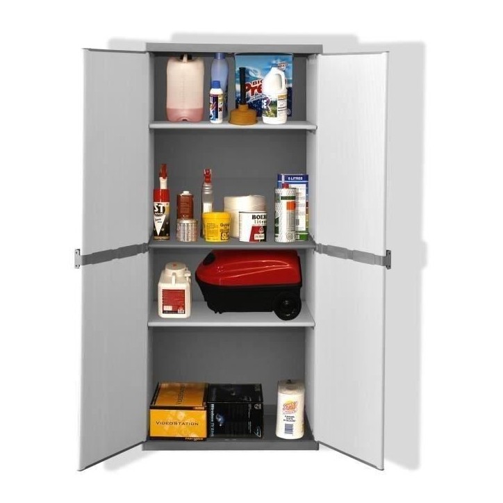 Armoire de rangement haute en résine TOOD - 3 tablettes - Gris Armoire de rangement haute en résine TOOD - 3 tablettes - Gris