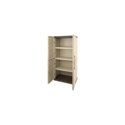 Armoire de rangement haute en résine TOOD - 3 tablettes - Taupe/écru