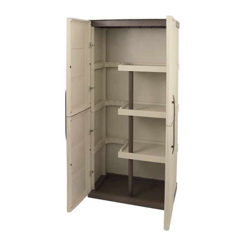 Armoire de rangement haute en résine TOOD avec porte-balai - 3 tablet Armoire de rangement haute en résine TOOD avec porte-balai - 3 tablet
