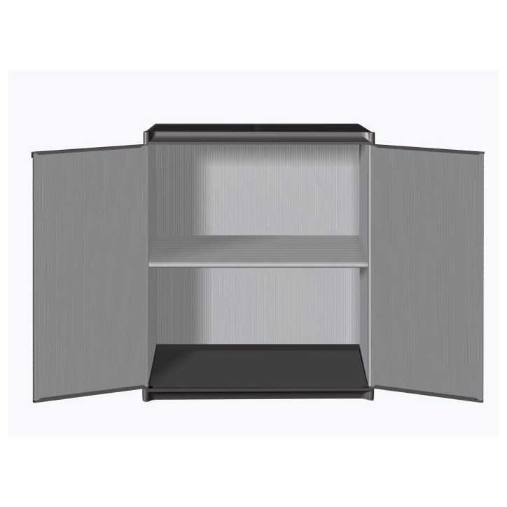 Armoire de rangement basse en résine TOOD - 1 tablette - 2 portes - Gris Armoire de rangement basse en résine TOOD - 1 tablette - 2 portes - Gris