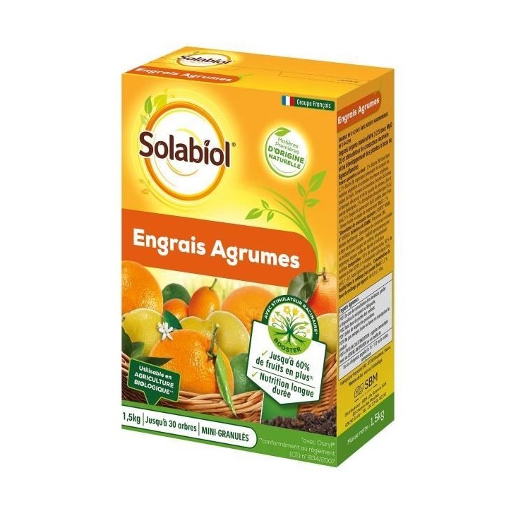 SOLABIOL SOAGY15 Engrais Agrumes 1,5 Kg, Utilisable en Agriculture Biologique