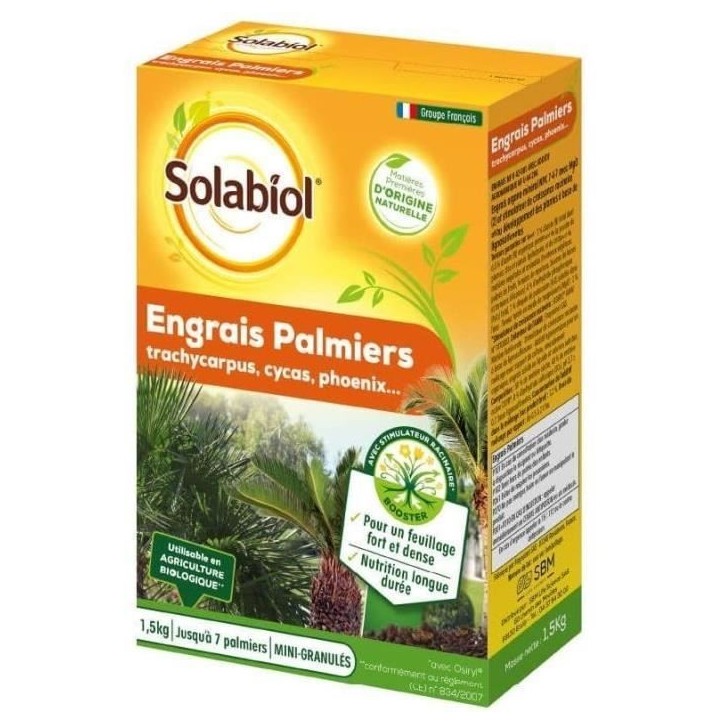 SOLABIOL SOPALMY15 Engrais palmiers et plantes mediterraneennes 1,5 Kg, Utilisable en Agriculture Biologique SOLABIOL SOPALMY15 Engrais palmiers et plantes mediterraneennes 1,5 Kg, Utilisable en Agriculture Biologique