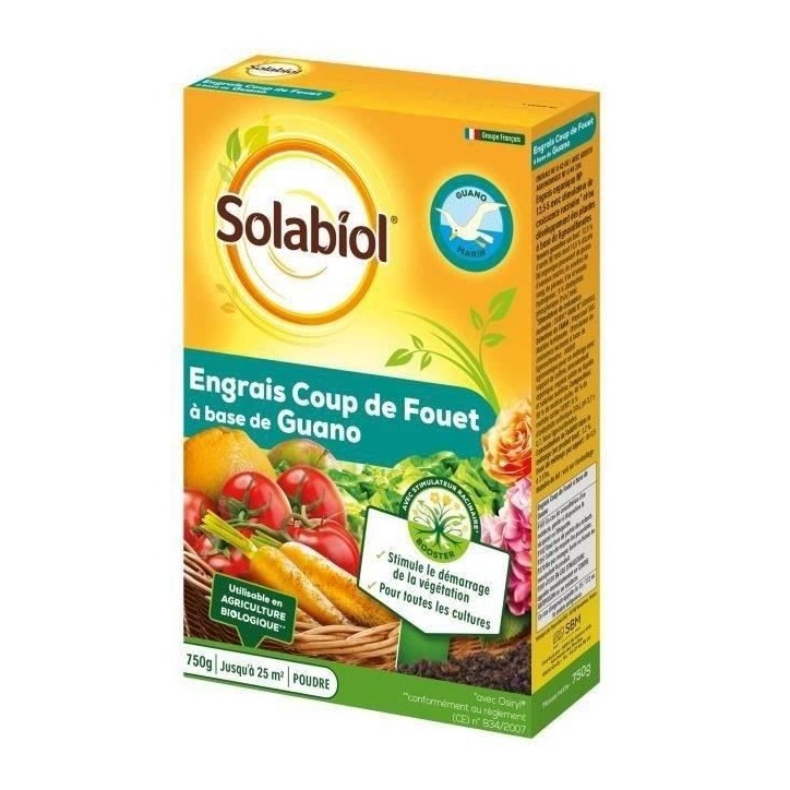 SOLABIOL SOGUA750N SOGUA750N-Engrais Coup De Fouet a Base de Guano-Stimule Le Demarage de la Vegetation, Jaune SOLABIOL SOGUA750N SOGUA750N-Engrais Coup De Fouet a Base de Guano-Stimule Le Demarage de la Vegetation, Jaune