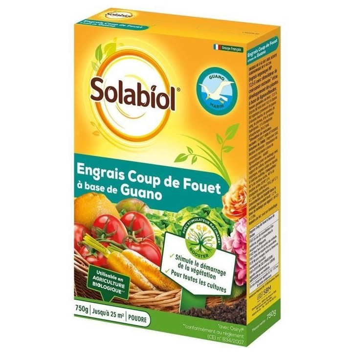 SOLABIOL SOGUA750N SOGUA750N-Engrais Coup De Fouet a Base de Guano-Stimule Le Demarage de la Vegetation, Jaune SOLABIOL SOGUA750N SOGUA750N-Engrais Coup De Fouet a Base de Guano-Stimule Le Demarage de la Vegetation, Jaune