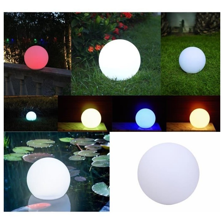 Boule lumineuse solaire LED en polyéthylene 30cm - LUMISKY - Multicolore - Extérieur